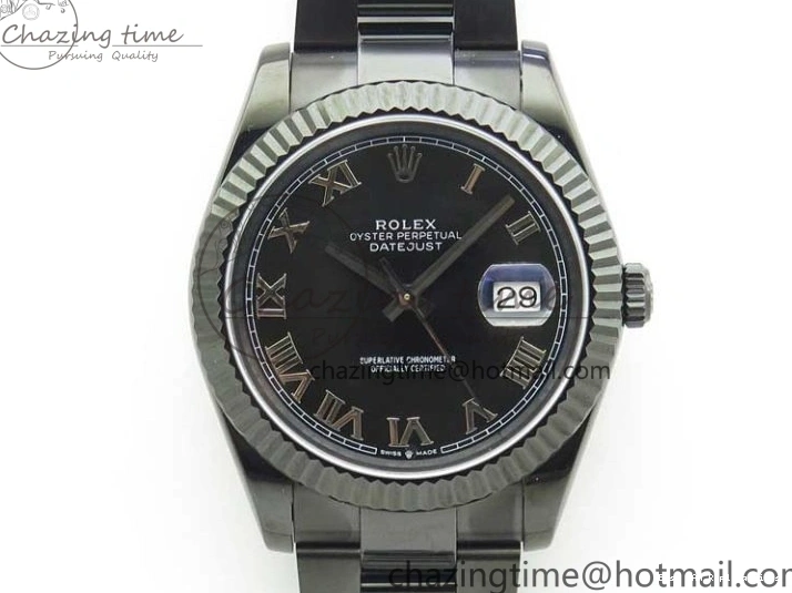 Best AAA Replica Sites Best Edition All DateJust Dial 41 Black Bracelet Markers PVD ModernLook A Roman PVD Oyster Black VRF 2793 on 0119